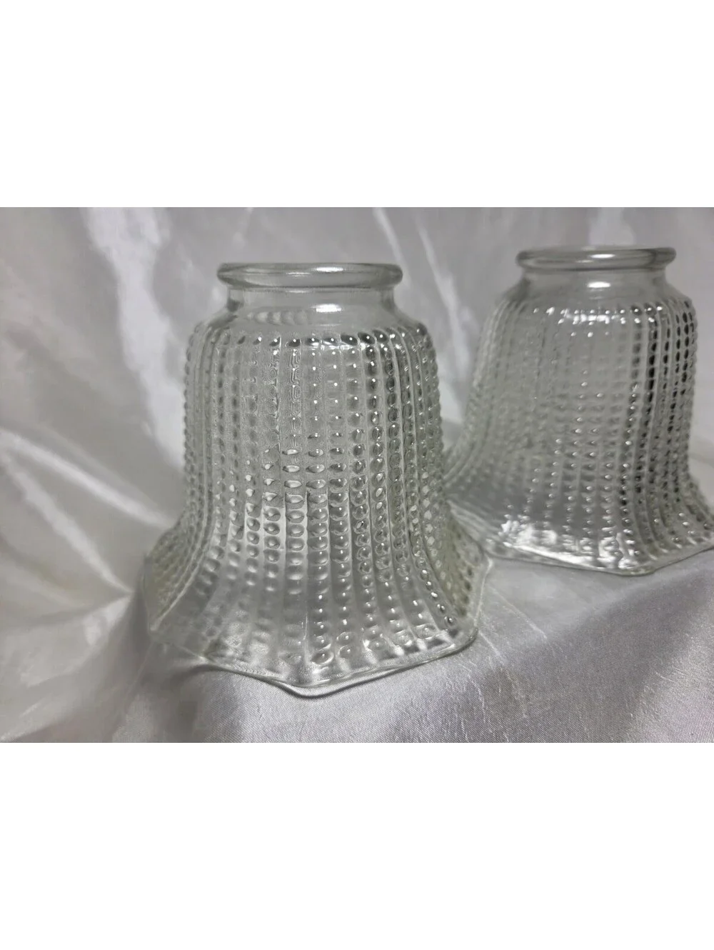 2 Clear Hobnail Bead Ribbed Glass Light Shade Ceiling Fan Octagon 2